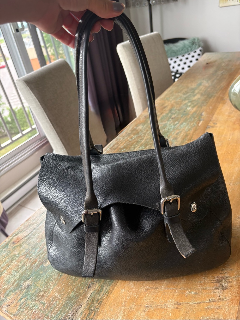 M085 real leather bag Classic Black Leather Shoulder Bag